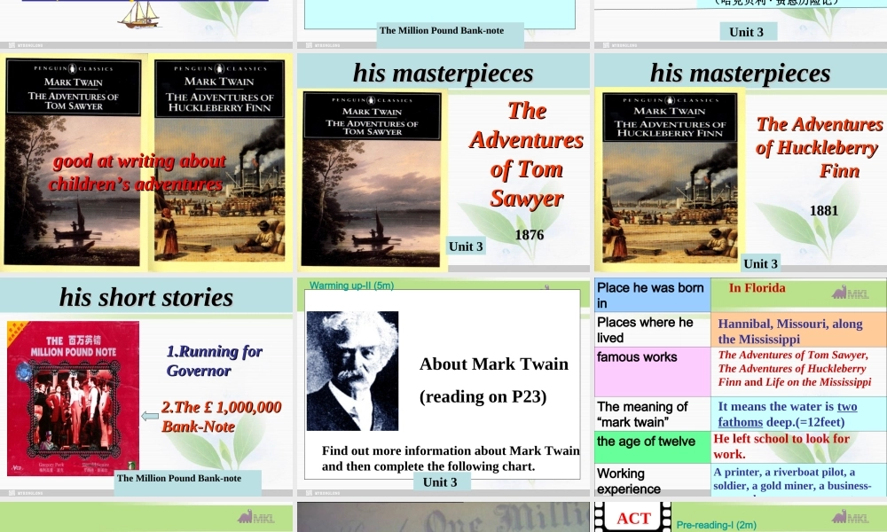 必修三 3.3《Unit 3 The Million Pound Bank-note》（共64页）.ppt