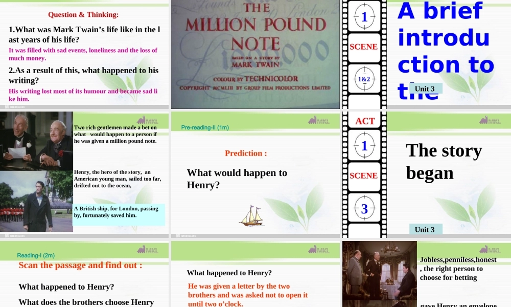 必修三 3.3《Unit 3 The Million Pound Bank-note》（共64页）.ppt