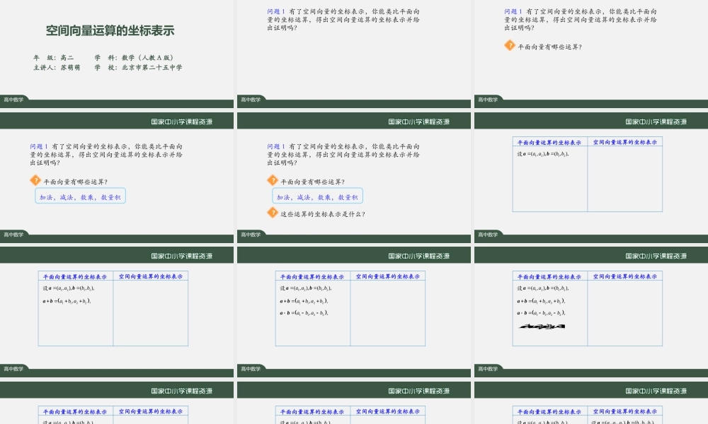 高二【数学（人教A版）】空间向量运算的坐标表示-课件.pptx