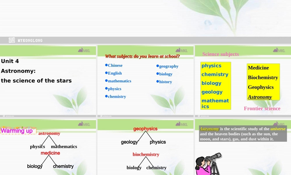 必修三 4.6《Unit 4 Astronomy the science of the stars》.ppt