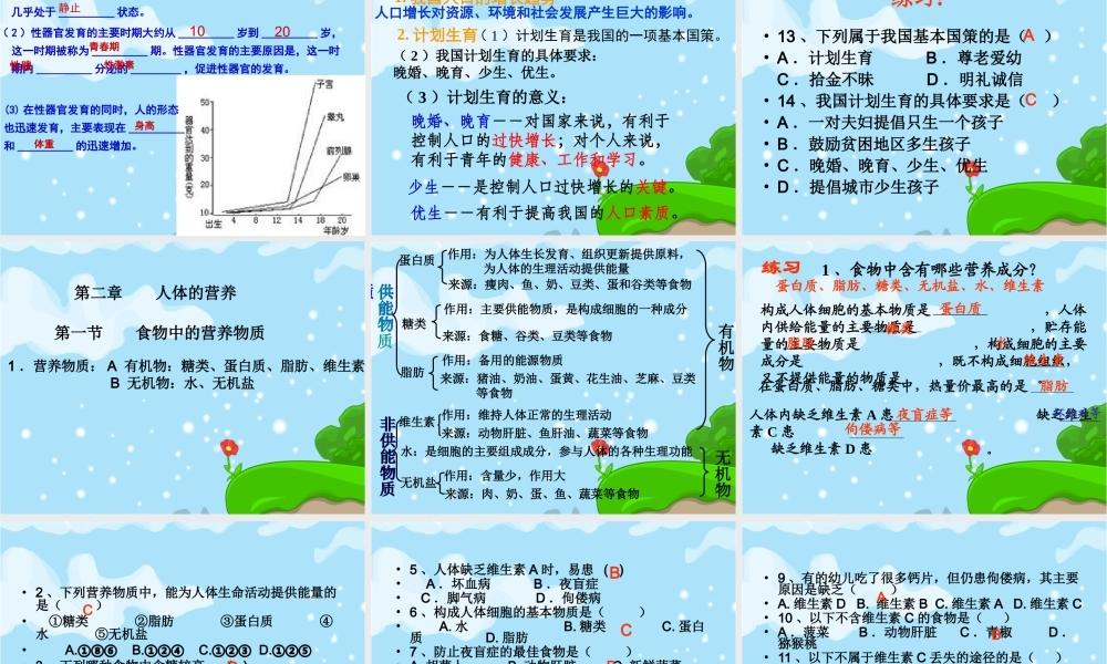 七年级下册生物总复习课件.ppt