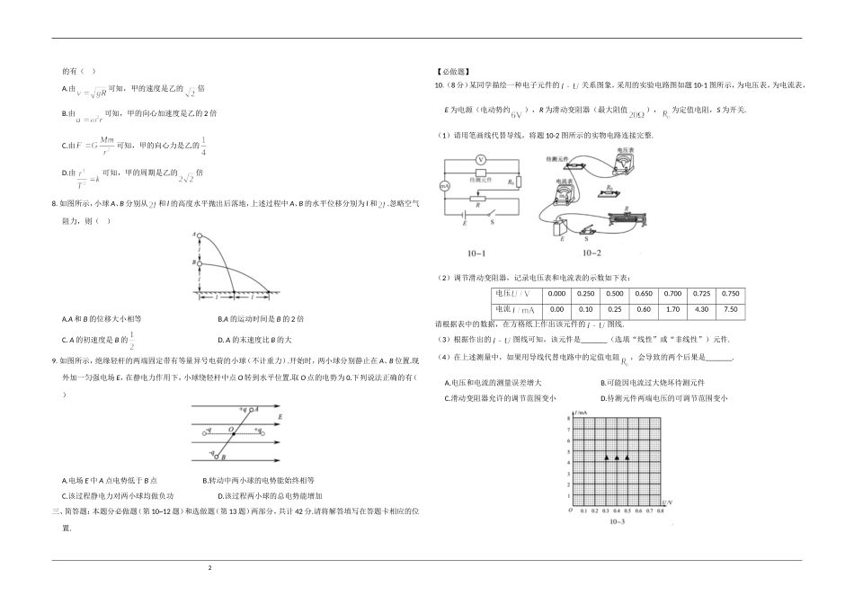 2020年江苏省高考物理试卷 .doc_第2页