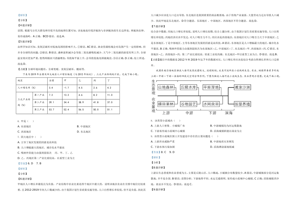 2021年6月浙江省普通高校招生选考科目考试地理试题（解析版）.doc_第2页