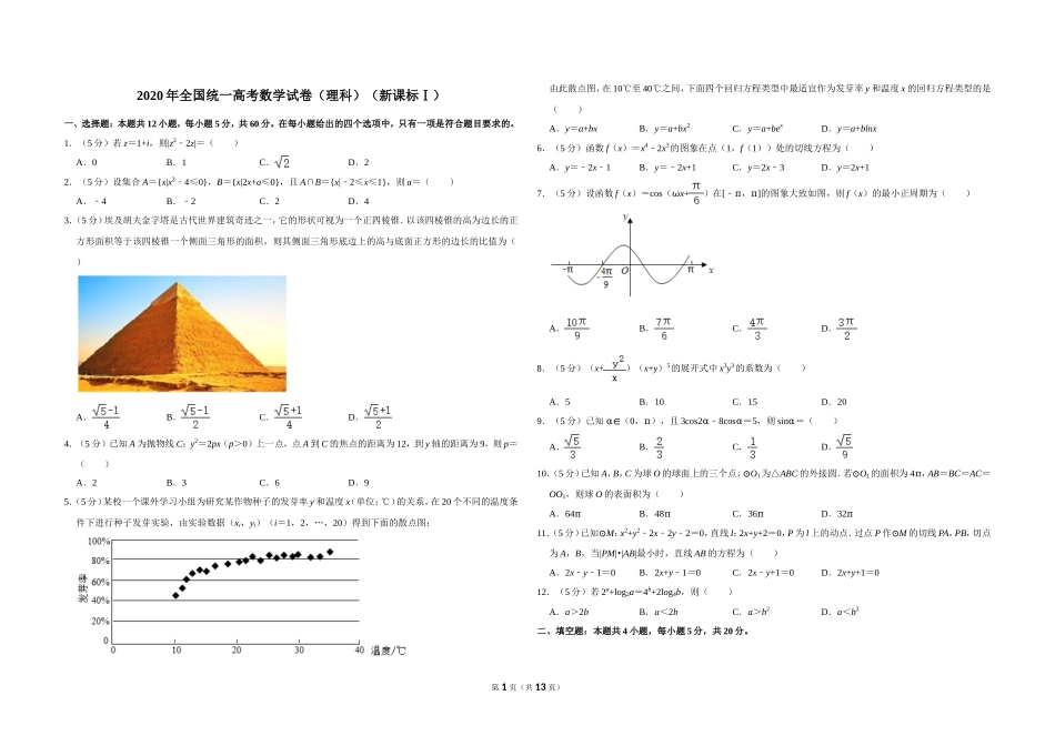 2020年全国统一高考数学试卷（理科）（新课标ⅰ）（含解析版）(1).doc_第1页