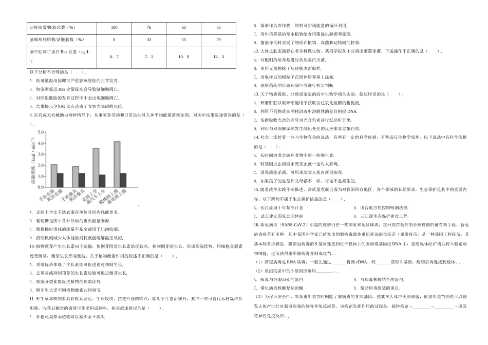 2021年北京市高考生物试卷（原卷版）(2).doc_第2页