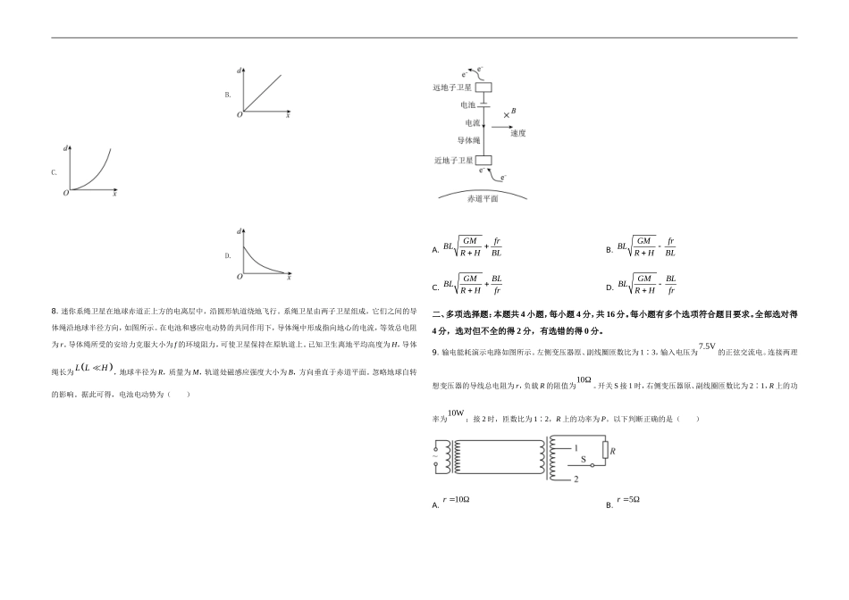 2021年高考真题 物理（山东卷)（原卷版）(1).doc_第3页