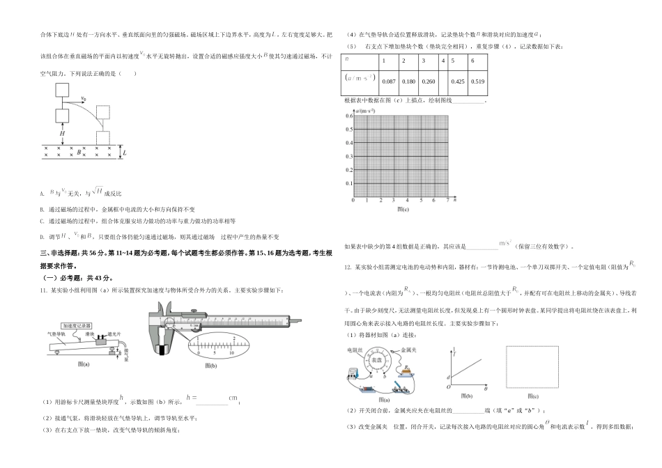 2021年湖南省普通高中学业水平选择性考试（湖南卷）（原卷版）.doc_第3页