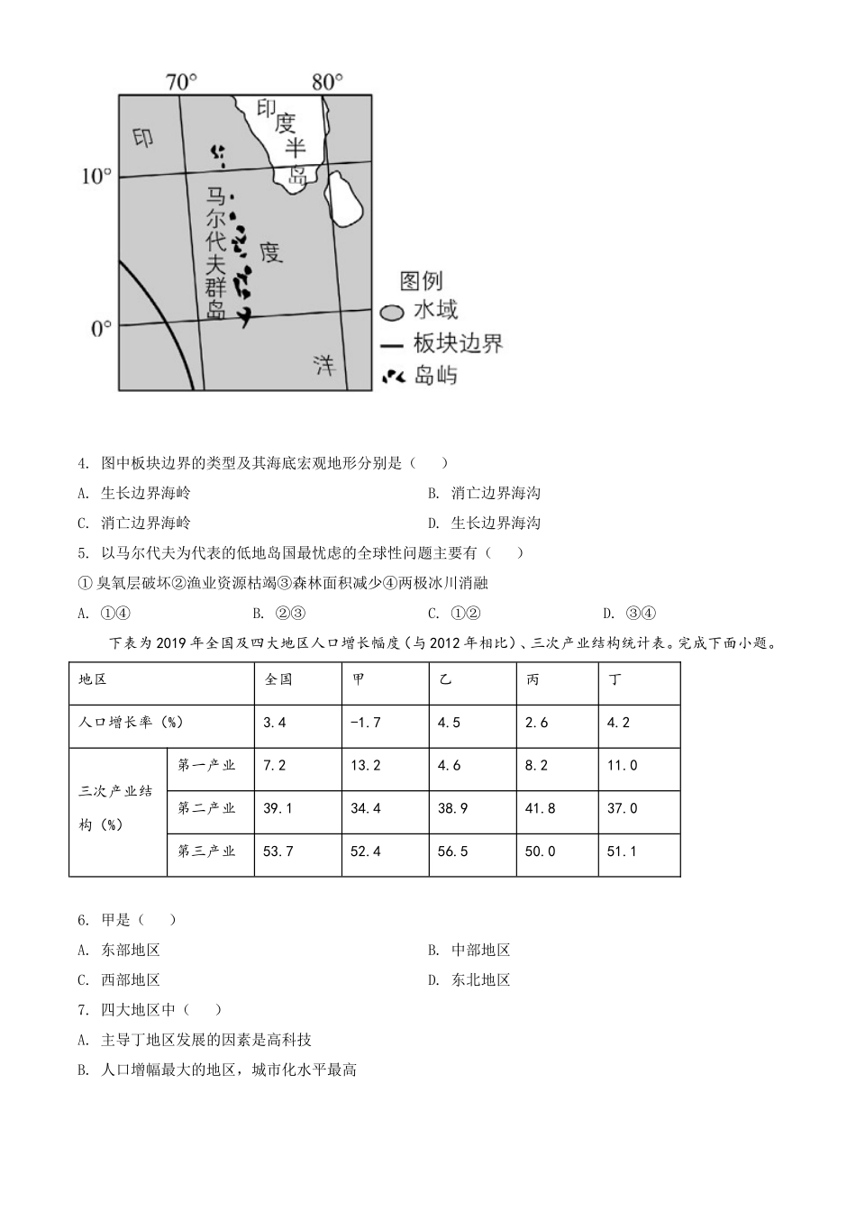 2021年6月浙江省普通高校招生选考科目考试地理试题（原卷版）(1).doc_第2页