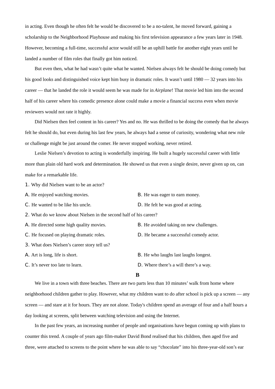 2021年高考浙江卷英语试题（原卷版）(1).doc_第3页