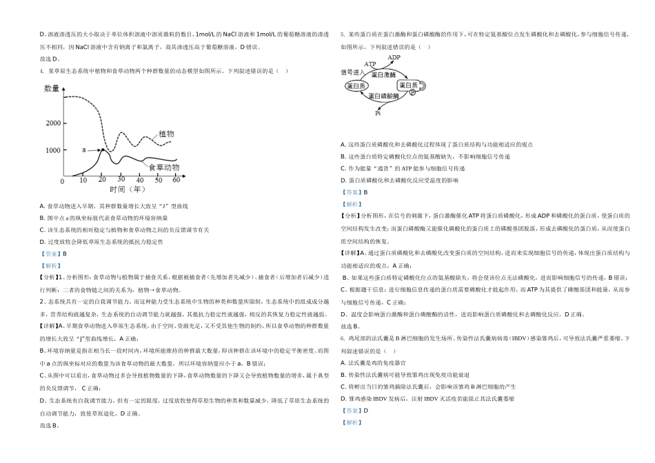 2021年湖南高考生物（新高考）（解析版）(1).doc_第2页