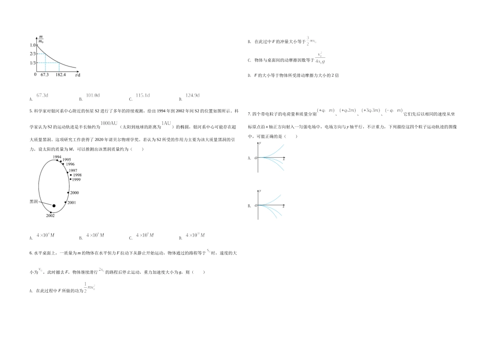 2021年全国统一高考物理试卷（新课标ⅰ）（原卷版）.docx_第2页