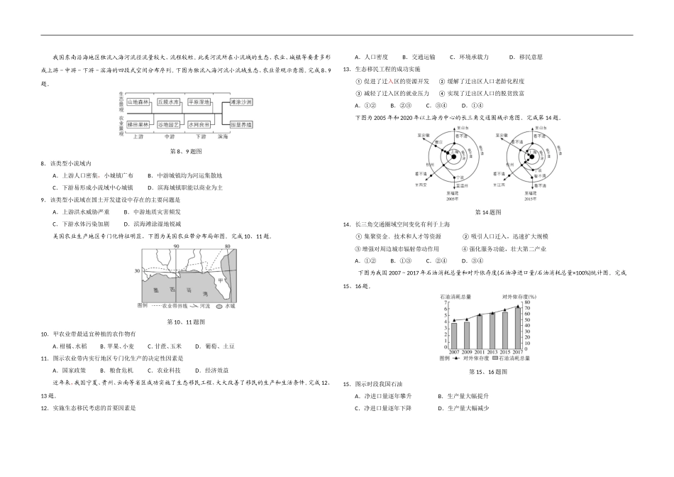 2021年浙江省高考地理【6月】（原卷版）.doc_第2页