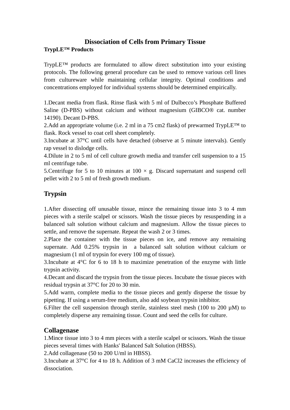 Dissociation of Cells from Primary Tissue.doc_第1页