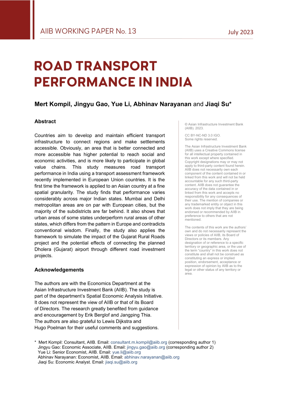 亚投行-印度道路运输绩效（英）-36页-WN9.pdf_第1页