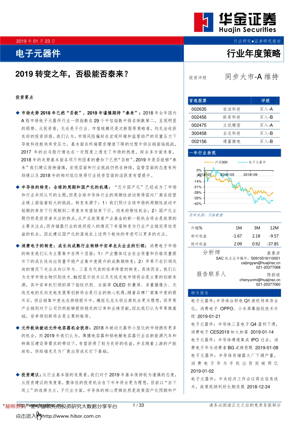 电子元器件行业年度策略：2019转变之年否极能否泰来？.pdf_第1页