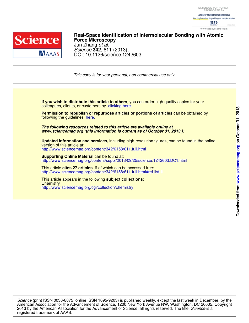 第十章参考：Real-Space Identification of Intermolecular Bonding.pdf_第1页