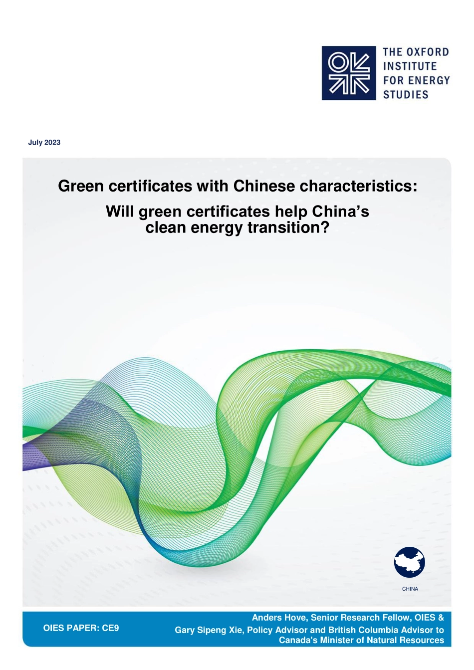 具有中国特色的绿证：绿证将帮助中国清洁能源转型么？ -英-24页-WN9.pdf_第1页