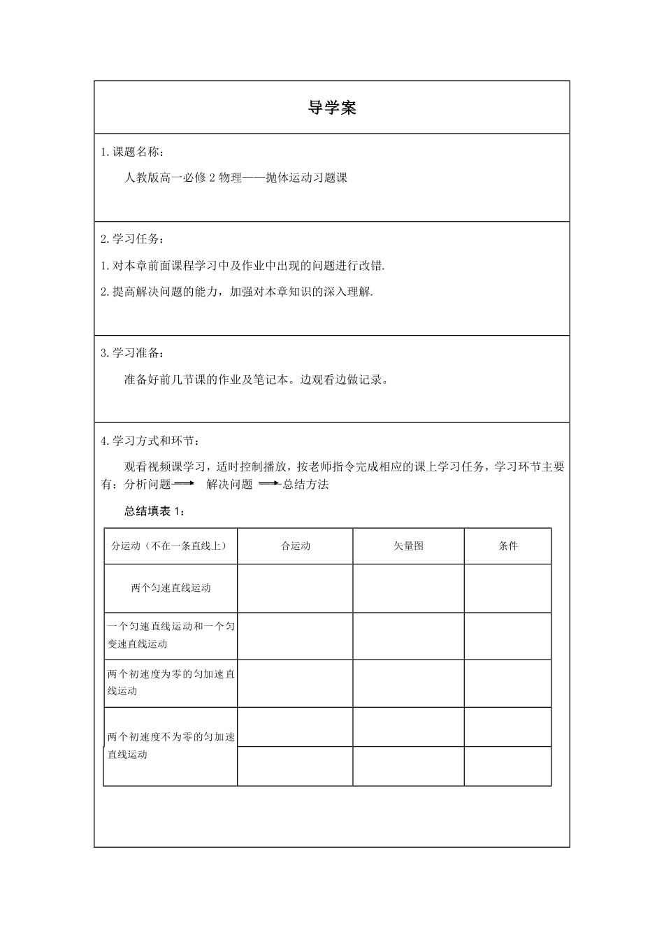 抛体运动习题课-学习任务.pdf_第1页