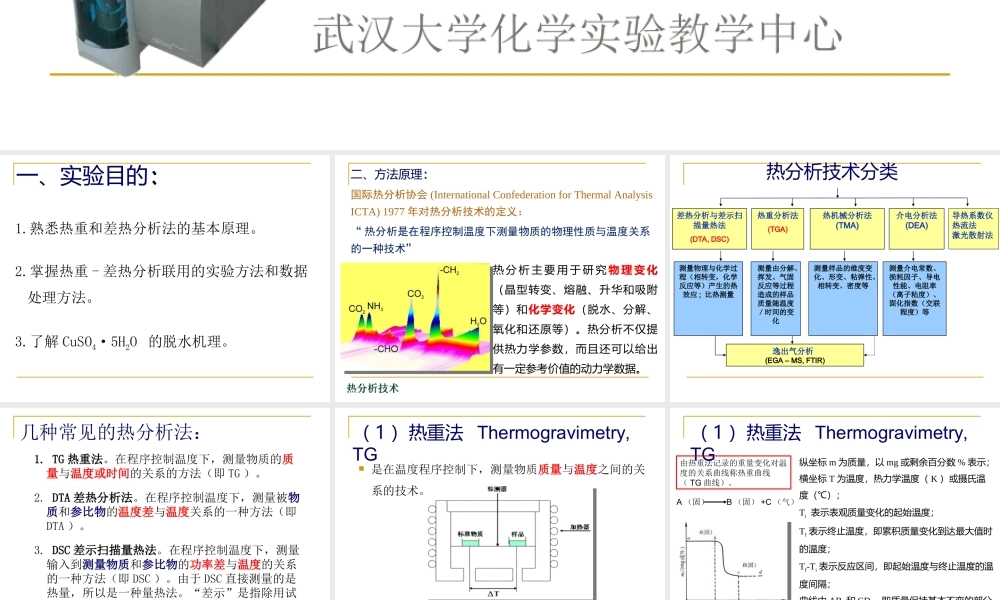实验26 TG-DTA研究CuSO4-5H2O-2.ppt