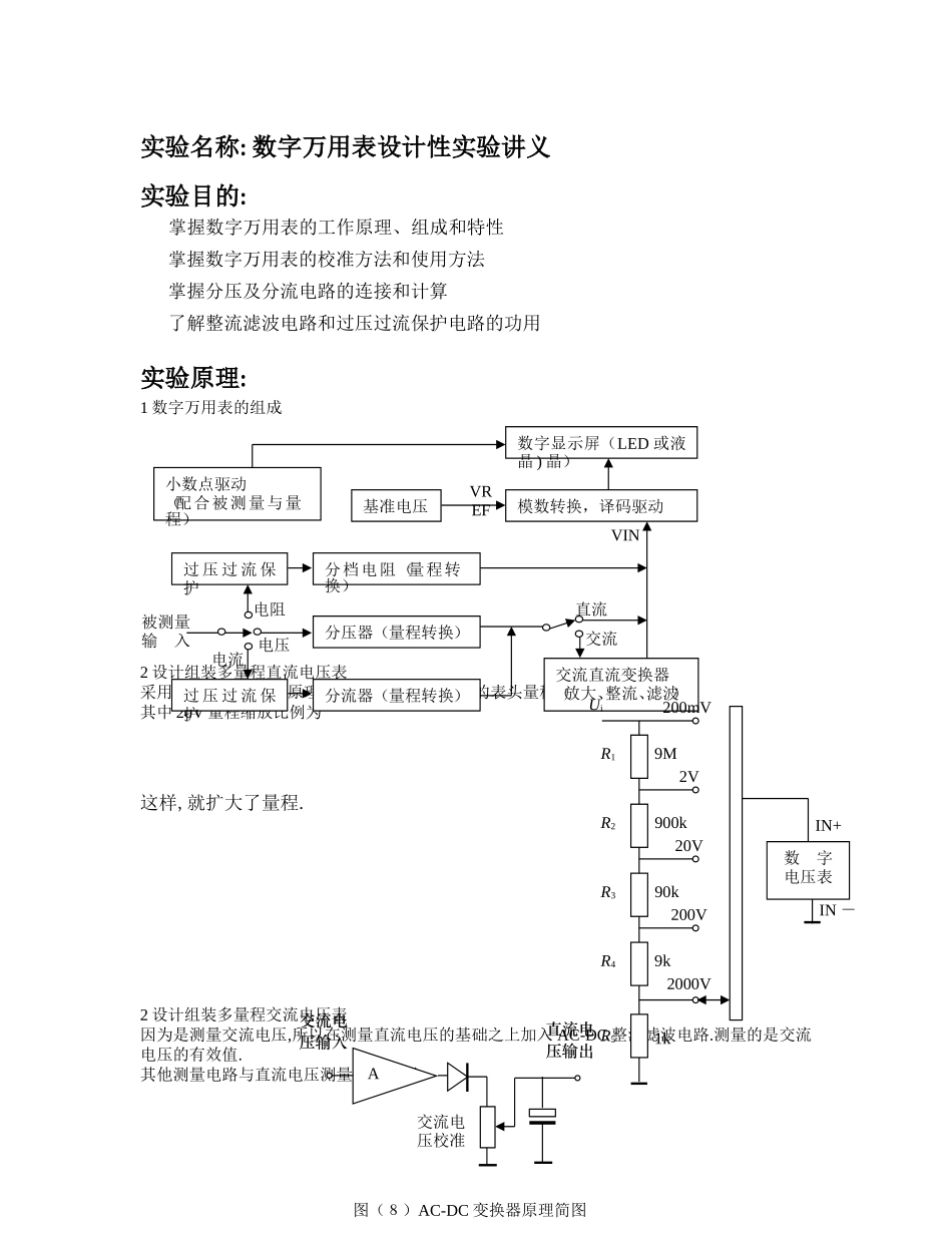 数字万用表设计试验PB07013077 朱业俊的试验报告!.doc_第1页