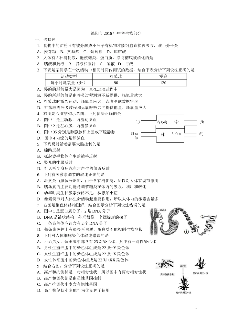四川省德阳市2016年中考生物试题（word版无答案）.doc_第1页