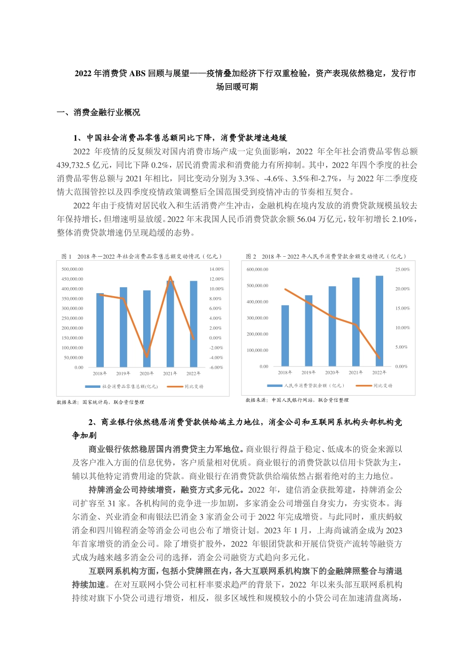 联合资信-2022年消费贷ABS回顾与展望——疫情叠加经济下行双重检验资产表现依然稳定发行市场回暖可期-11页-WN5.pdf_第1页