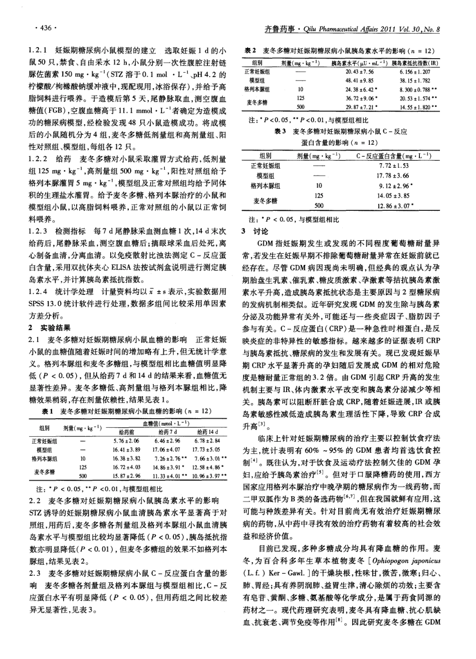 麦冬多糖对妊娠期糖尿病小鼠胰岛抵抗作用的影响.pdf_第2页