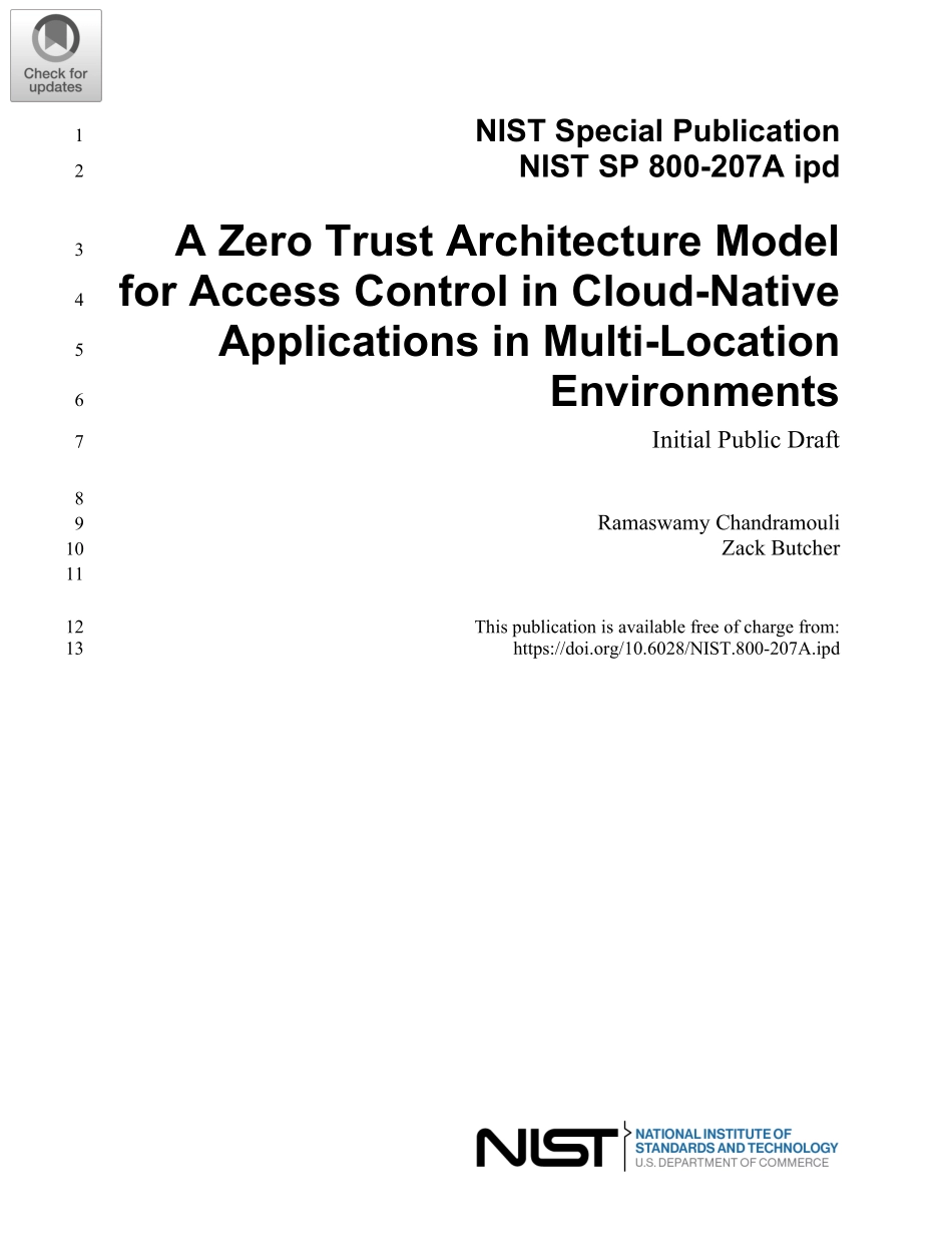 多位置环境中云原生应用访问控制的零信任体系架构模型-28页-WN9.pdf_第1页