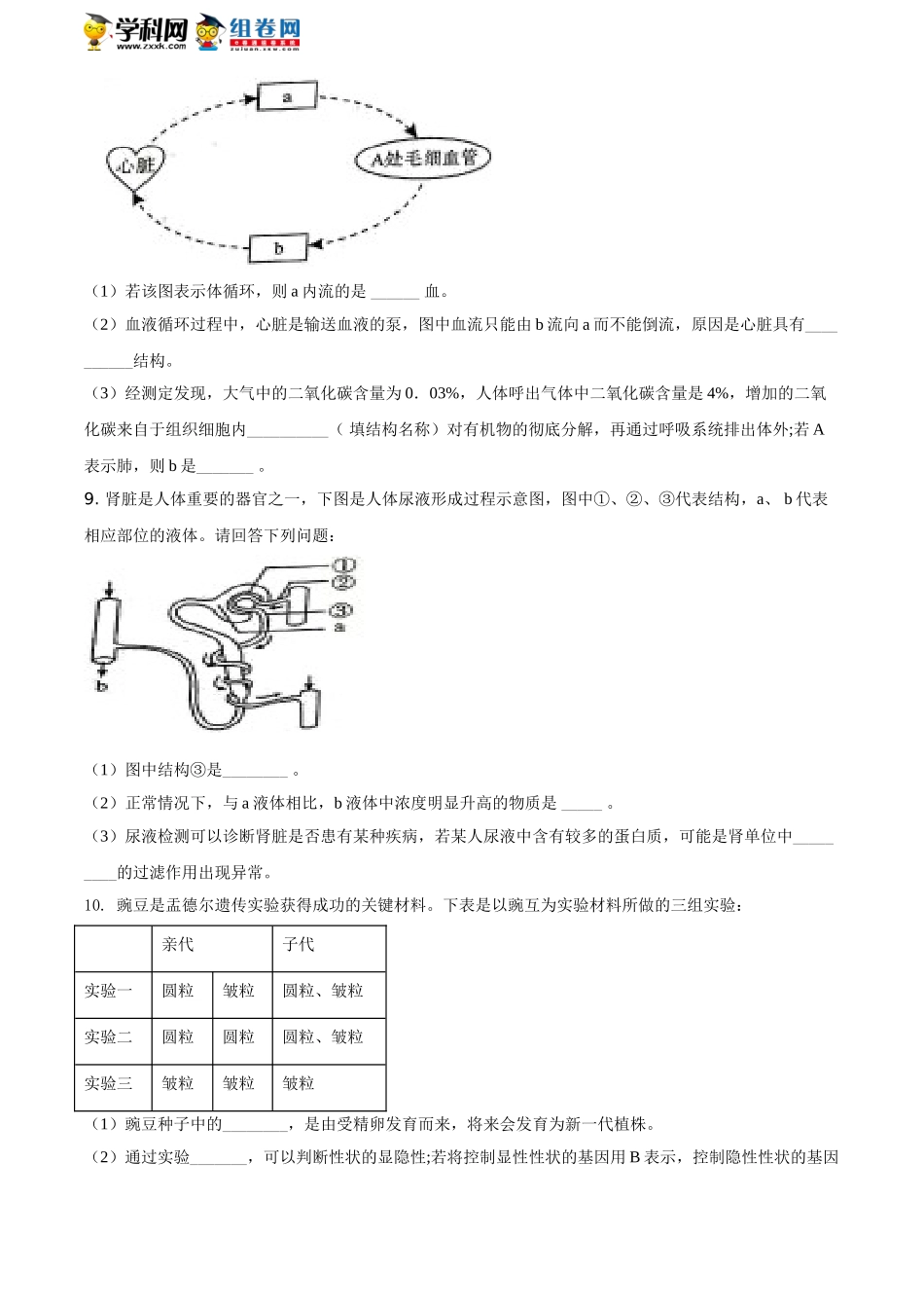 四川泸州2021年中考生物试题（原卷版）.doc_第3页