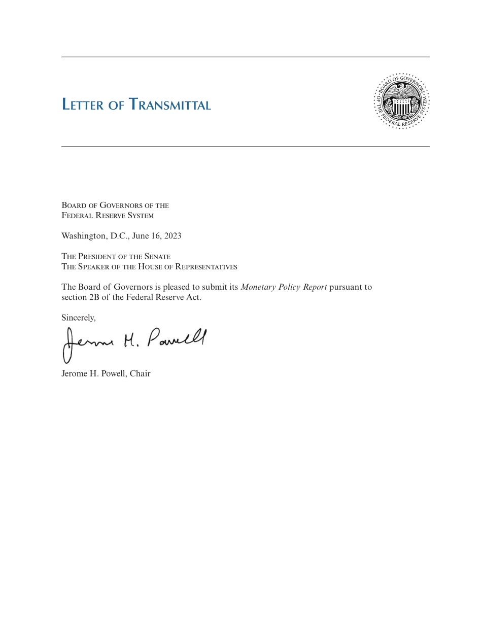 美联储货币政策报告（2023年6月）（英）-美国联邦储备系统理事会-2023-WN6.pdf_第3页