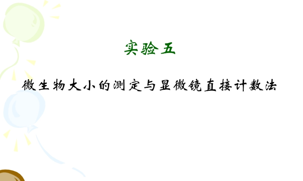 实验五、微生物大小的测定、显微镜直接计数法.ppt