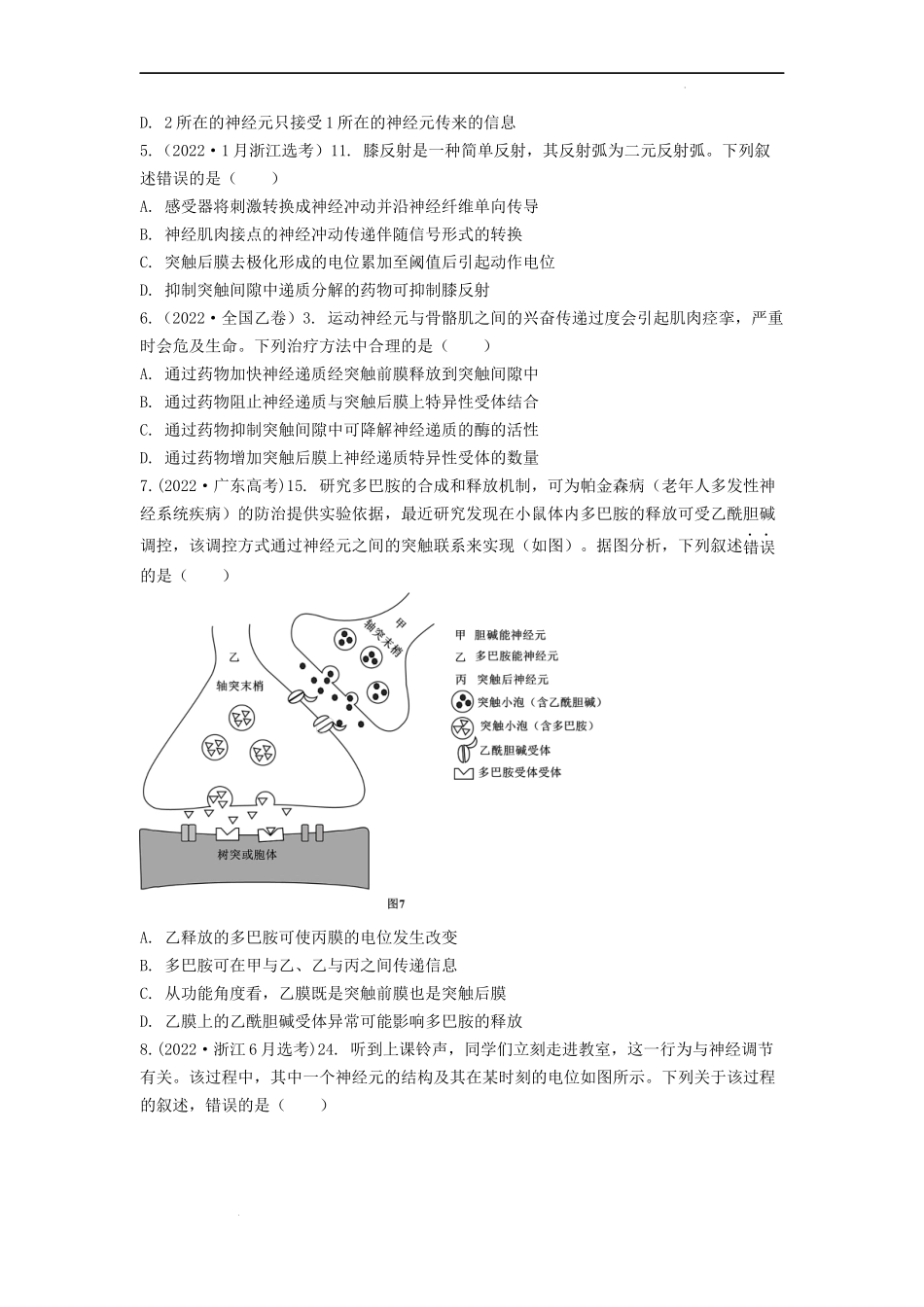专题17 神经调节（原卷版） .docx_第2页