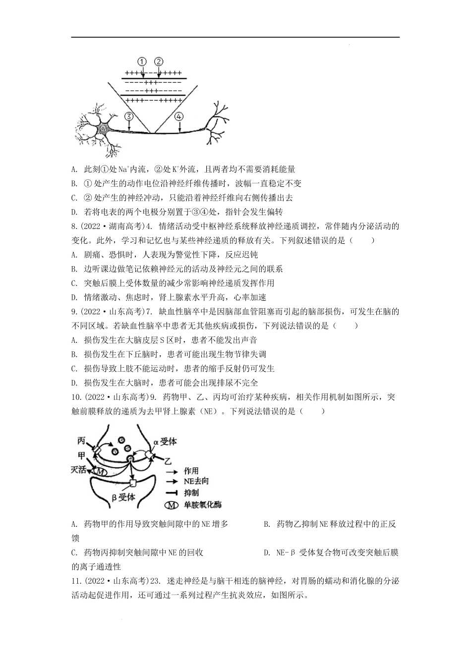 专题17 神经调节（原卷版） .docx_第3页