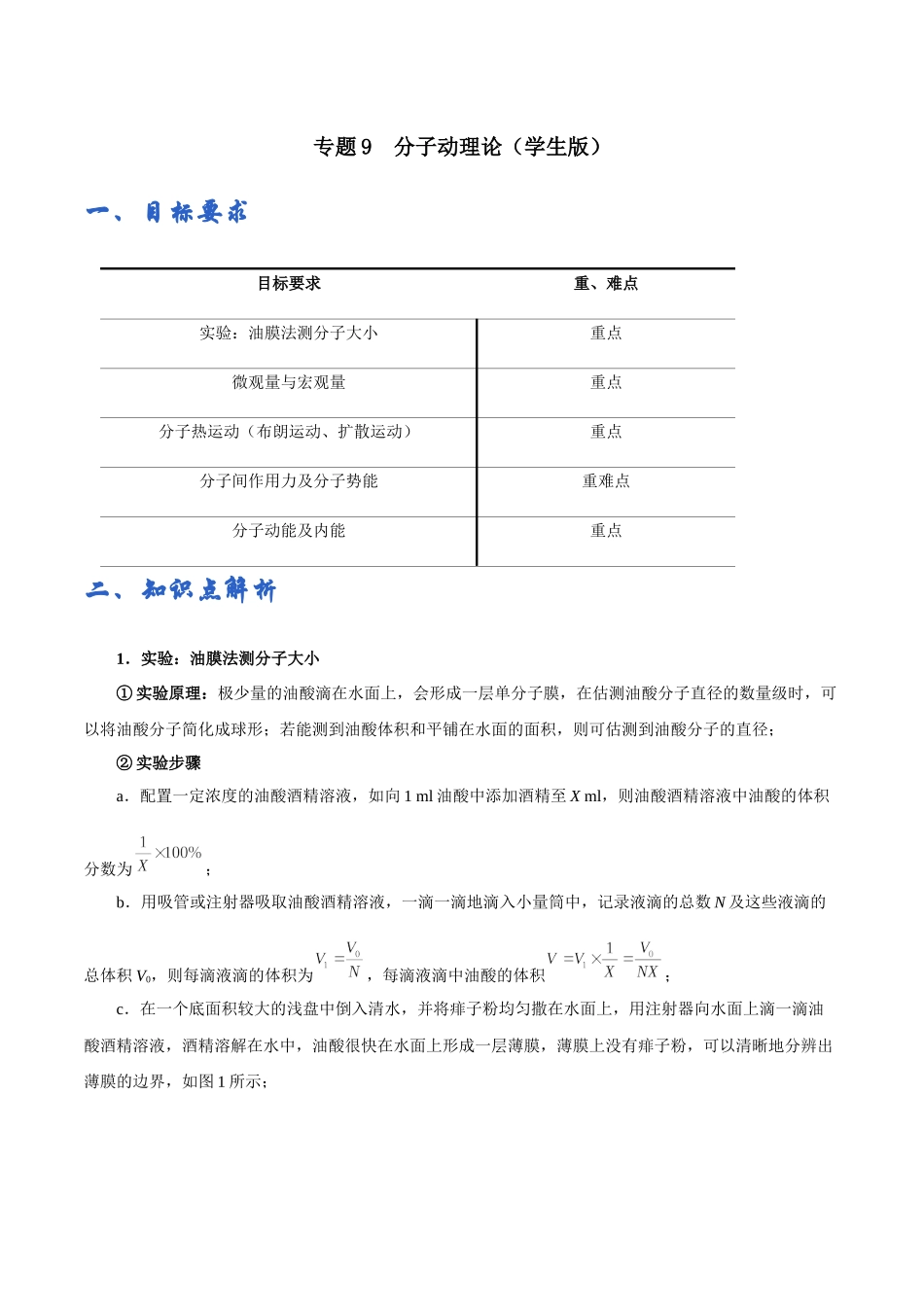 专题09 分子动理论——学生版.docx_第1页