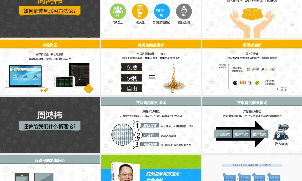 【@PPT精选 案例4】《周鸿祎自述——我的互联网方法论》PPT读书笔记@赵大砖.ppt