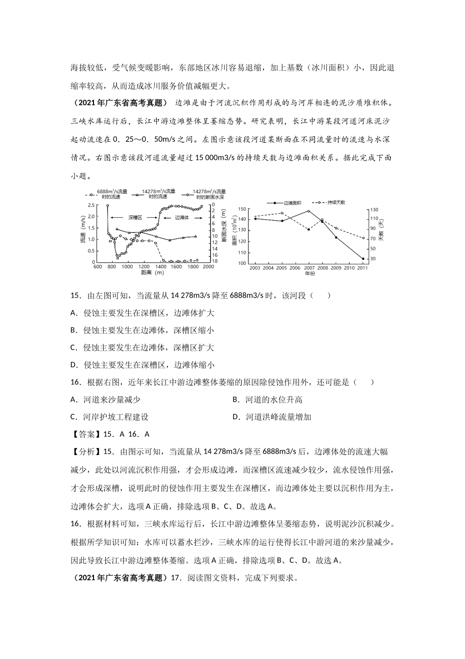 三年高考（2019-2021）地理试题分项汇编——专题04 地球上的水-（教师版）.doc_第3页