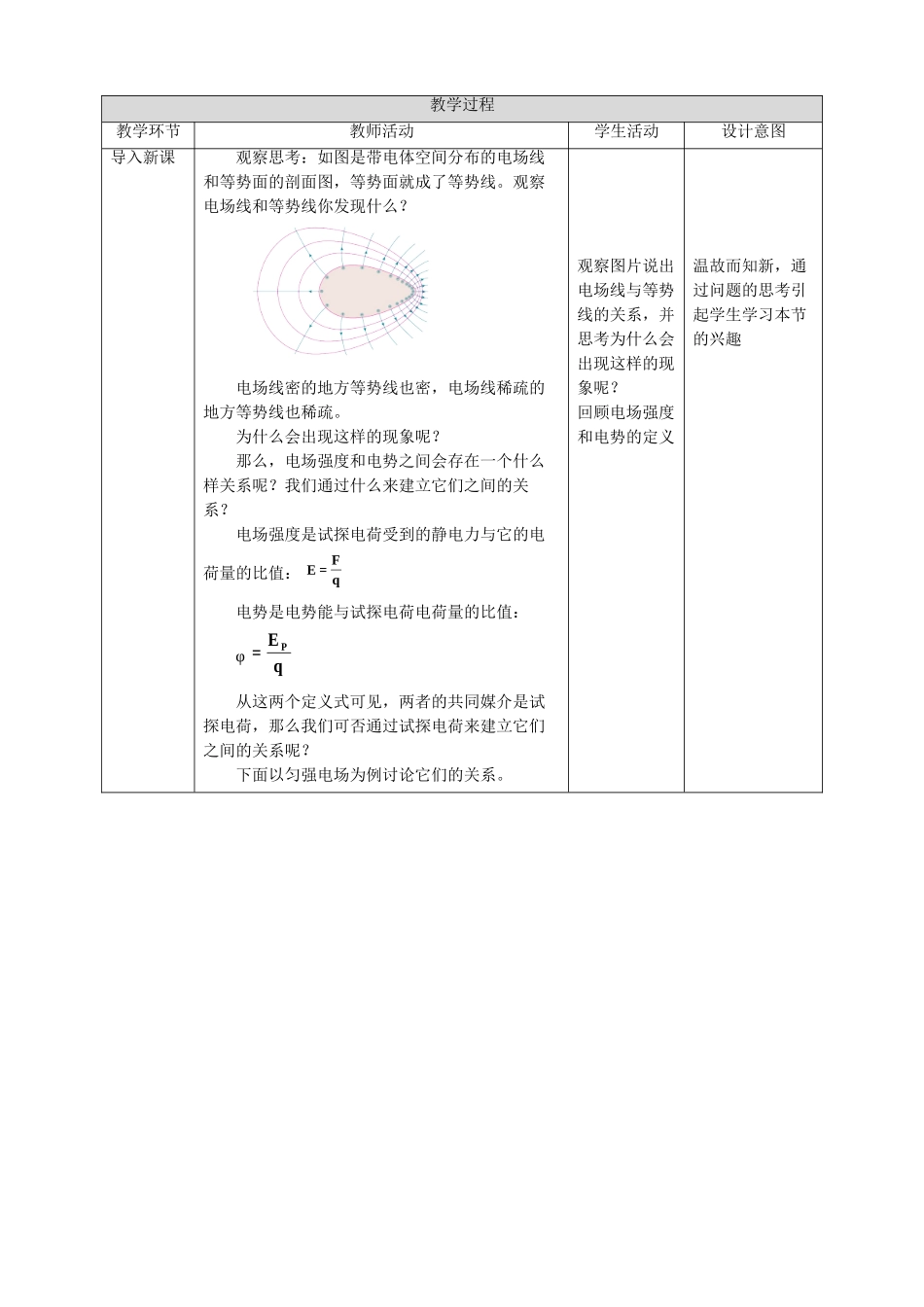 第10章第3节 电势差与电场强度的关系教学设计(1).doc_第2页