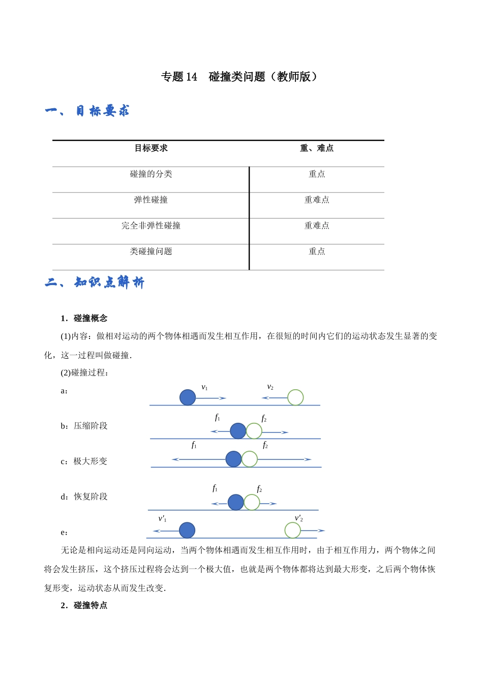 第14讲碰撞类问题——学生版.docx_第1页