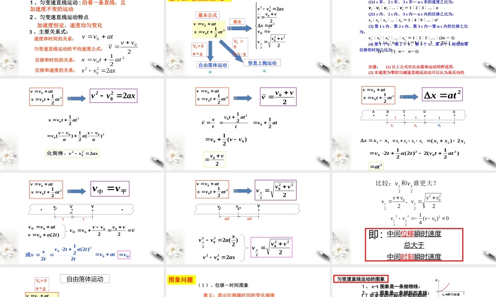 第二章 匀变速直线运动的研究 章末复习课件（2）(共46张PPT).pptx