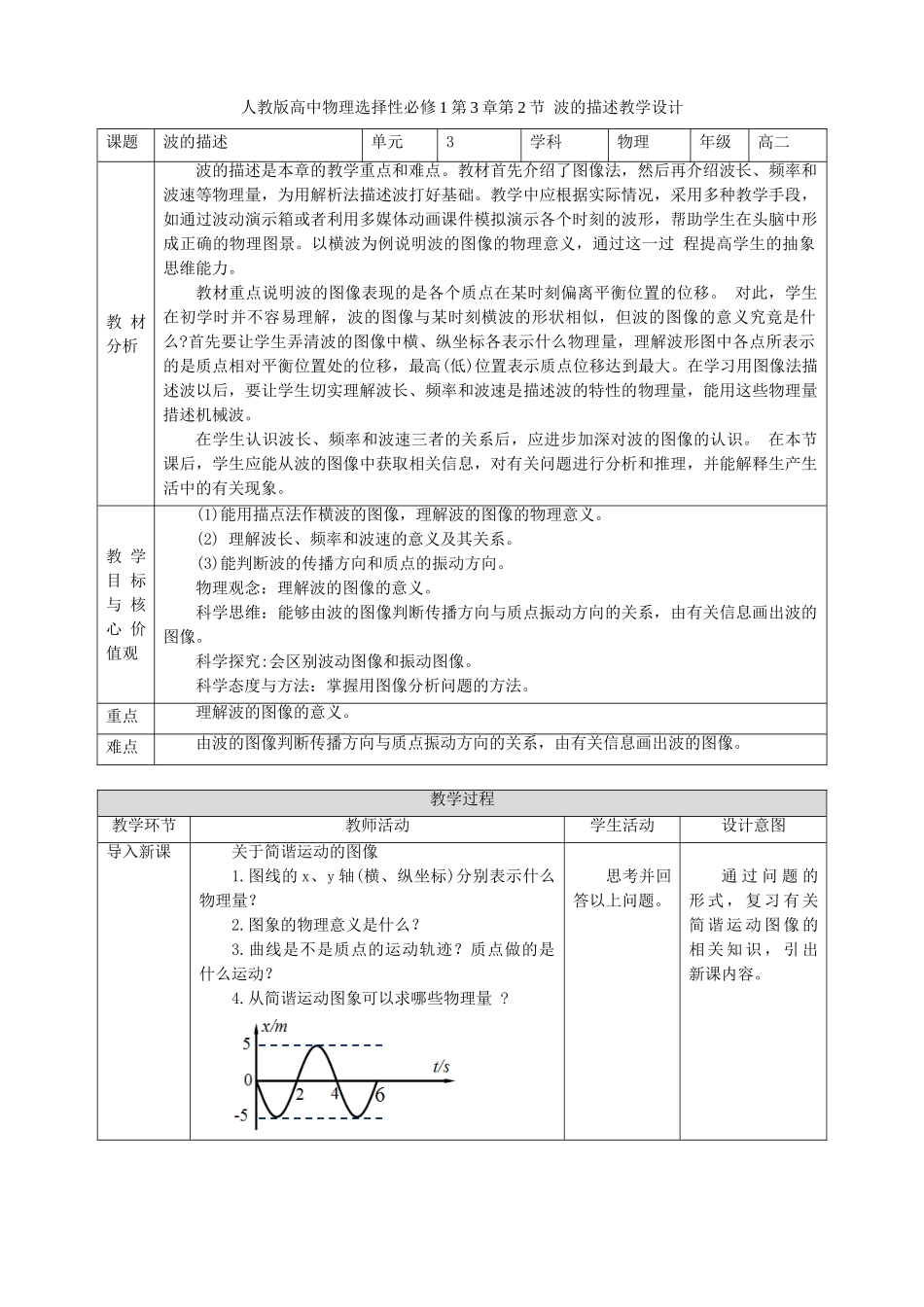 第3章第2节 波的描述教学设计.doc_第1页