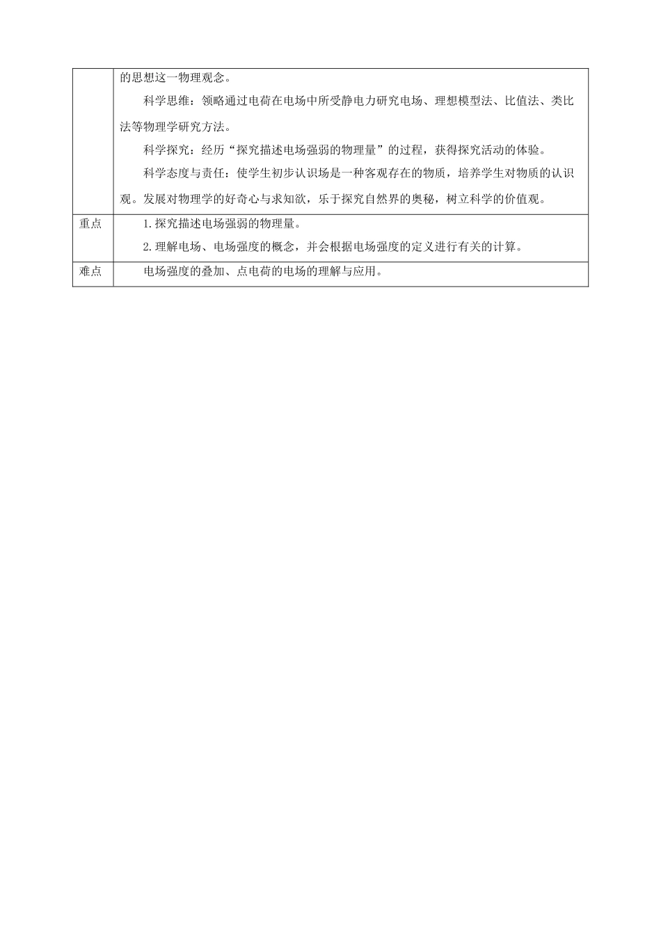 第9章第3节电场 电场强度教学设计（第1课时）(1).doc_第2页