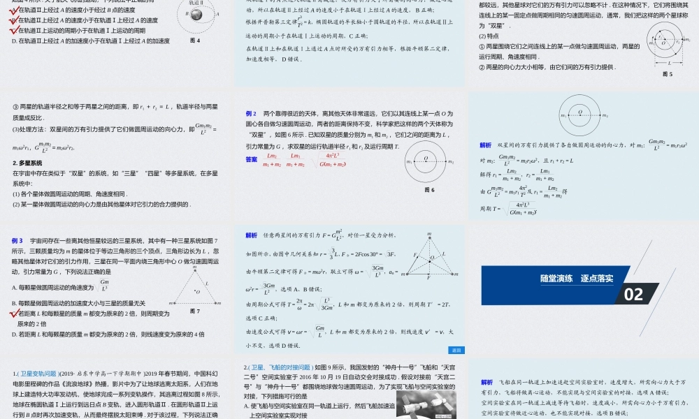 第七章 专题强化 卫星变轨问题和双星问题.pptx