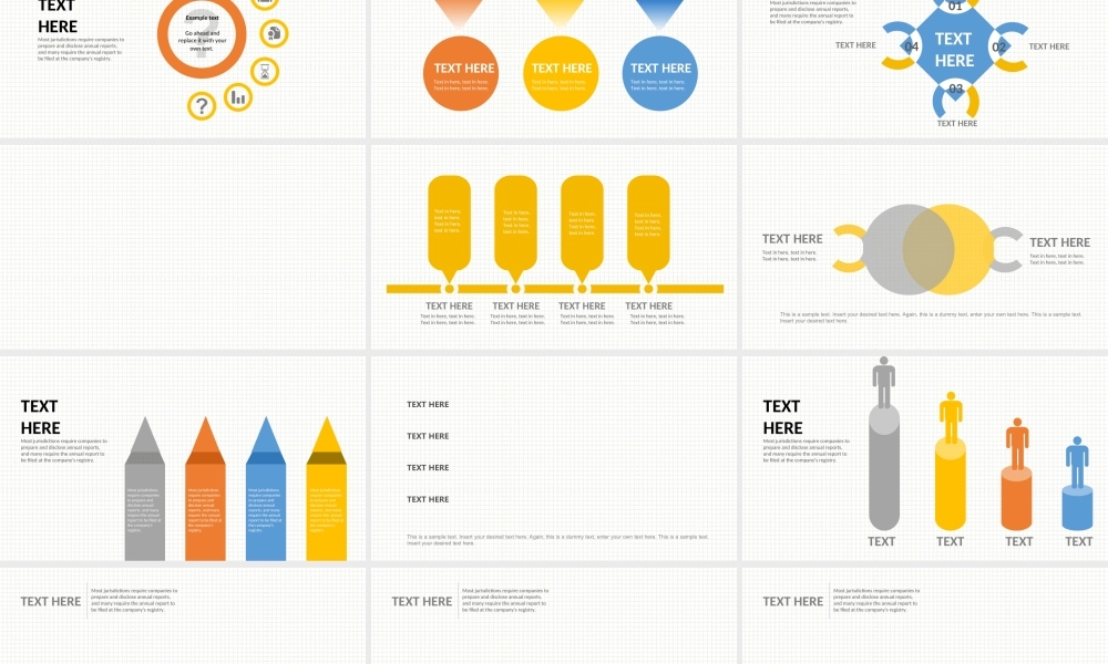 【@PPT精选 推荐P44】灰格子背景扁平化时尚PPT图表图片模板免费分享.ppt