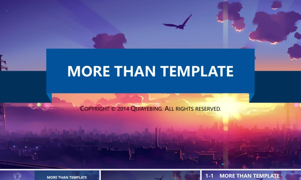 【@PPT精选 推荐P112】梦幻黄昏大气欧美扁平风PPT模板@Qijiayebing.pptx