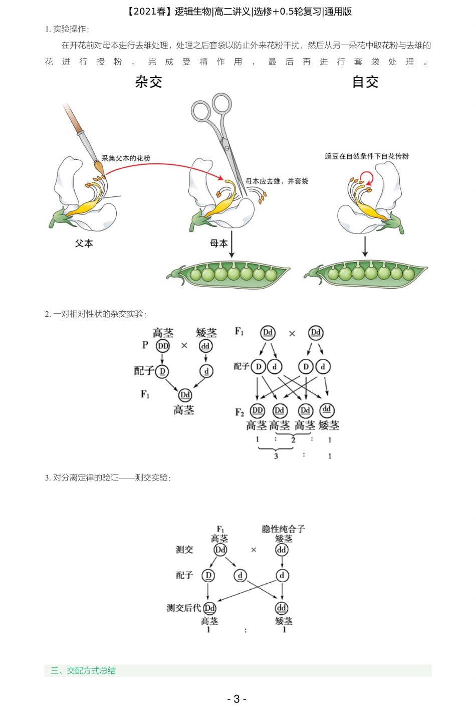 【2021春】讲义-第九讲-遗传三大秘术搞定分离定律（一） .pdf_第3页