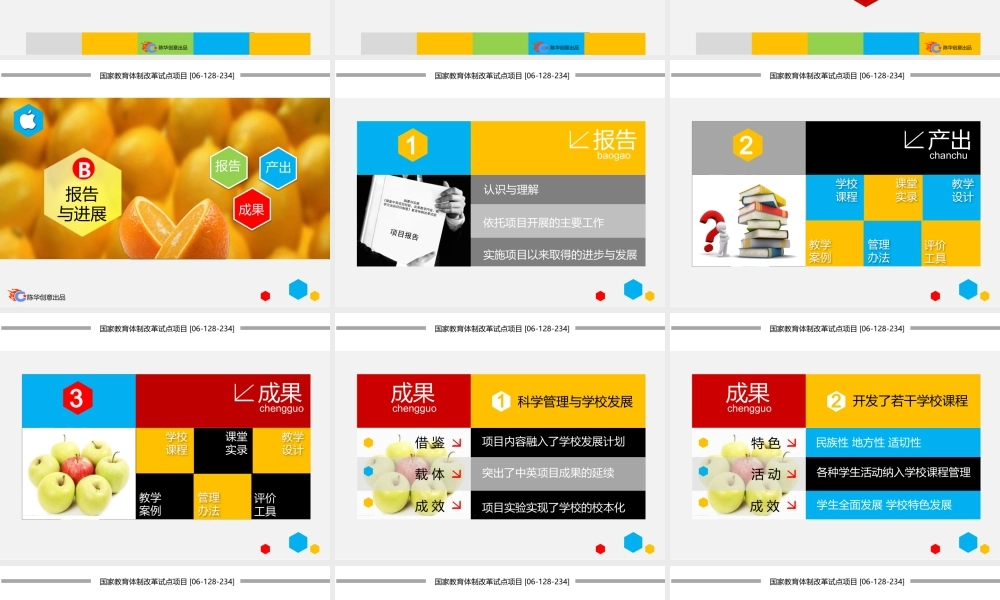 【@PPT精选 推荐P68】黄蓝亮色项目工作汇报总结PPT模板@陈华创意出品.pptx