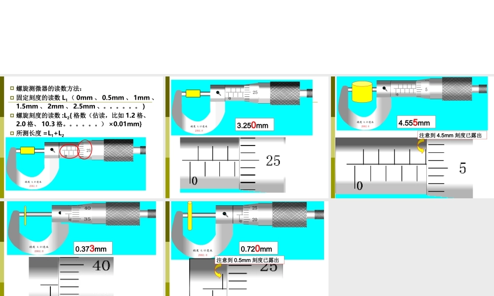 螺旋测微器的读数练习.ppt