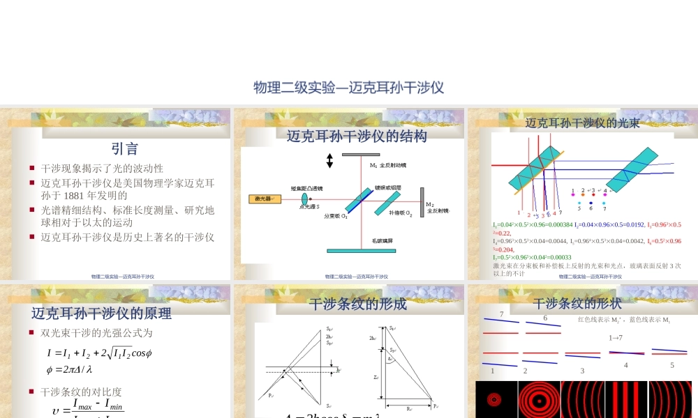 迈克耳逊干涉仪ppt.ppt