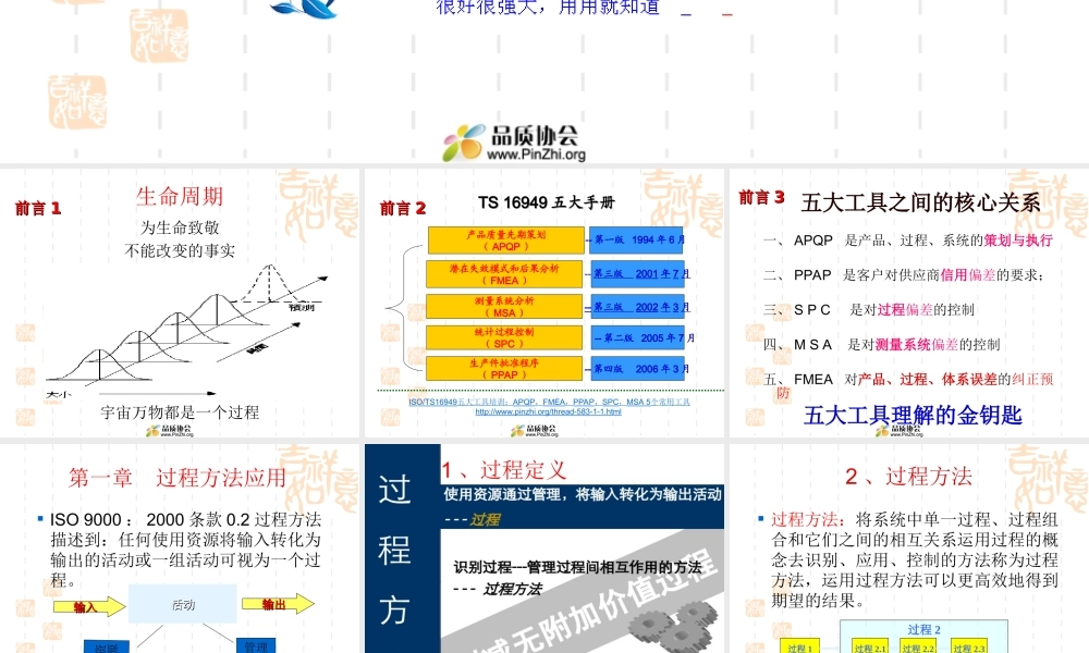 TS16949五大工具经典讲解：APQP_FMEA_PPAP_SPC_MSA.ppt