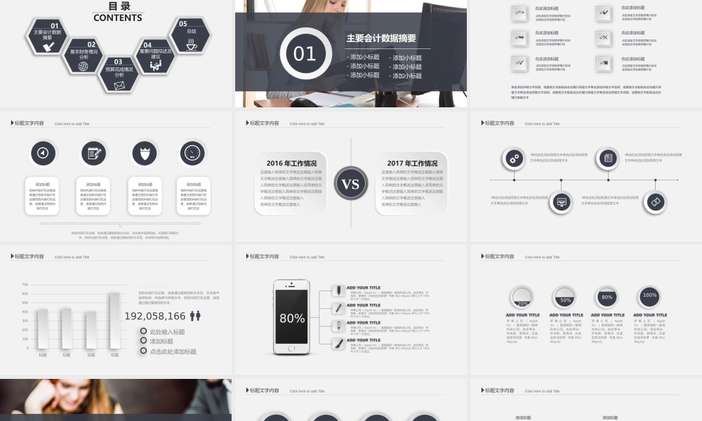 财务数据分析 业绩报告会计工作总结汇报PPT模板.pptx